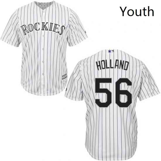 Youth Majestic Colorado Rockies 56 Greg Holland Replica White Home Cool Base MLB Jersey